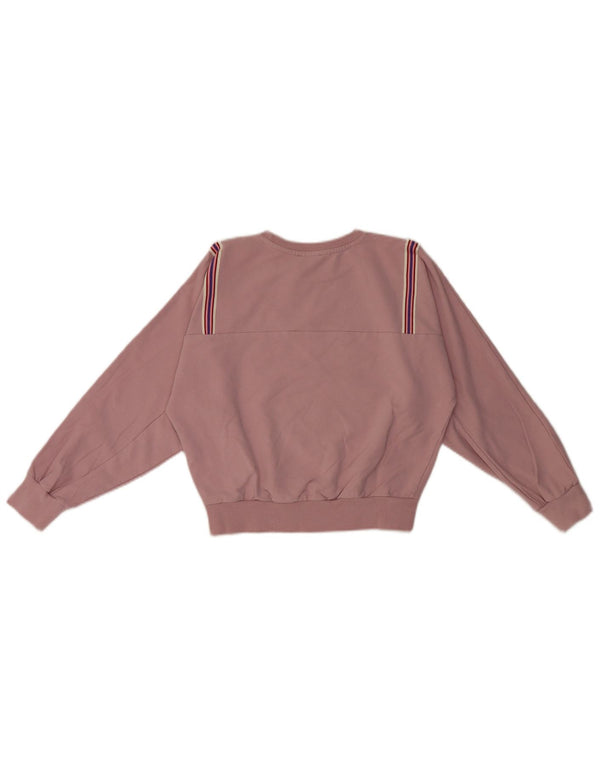 Felpa Crop Bambina Benetton Maglione 10-11 Anni XL Cotone a Righe Rosa