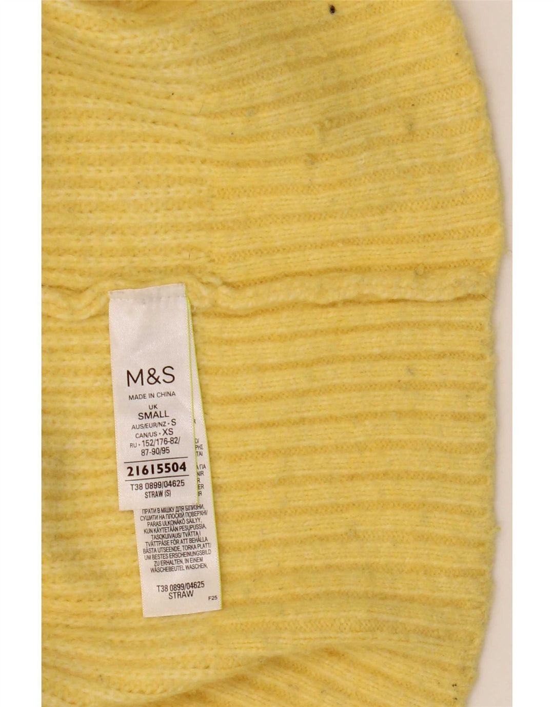 Maglione maglione a collo alto da donna Marks & Spencer UK 10 piccolo giallo
