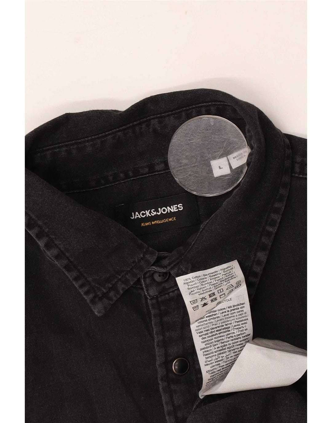 Camicia di jeans da uomo Jack & Jones grande in cotone nero