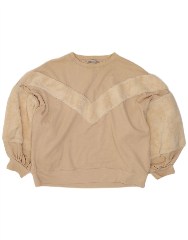 Felpa corta oversize da donna Zara UK 10 piccola bianco sporco