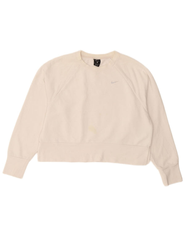 Felpa corta da donna Nike UK 14 poliestere bianco medio