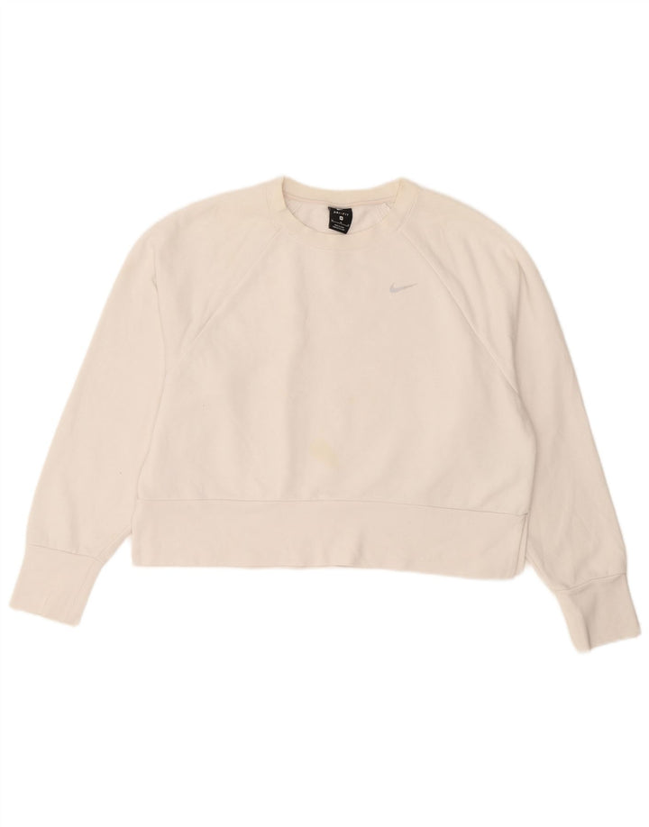 Felpa corta da donna Nike UK 14 poliestere bianco medio