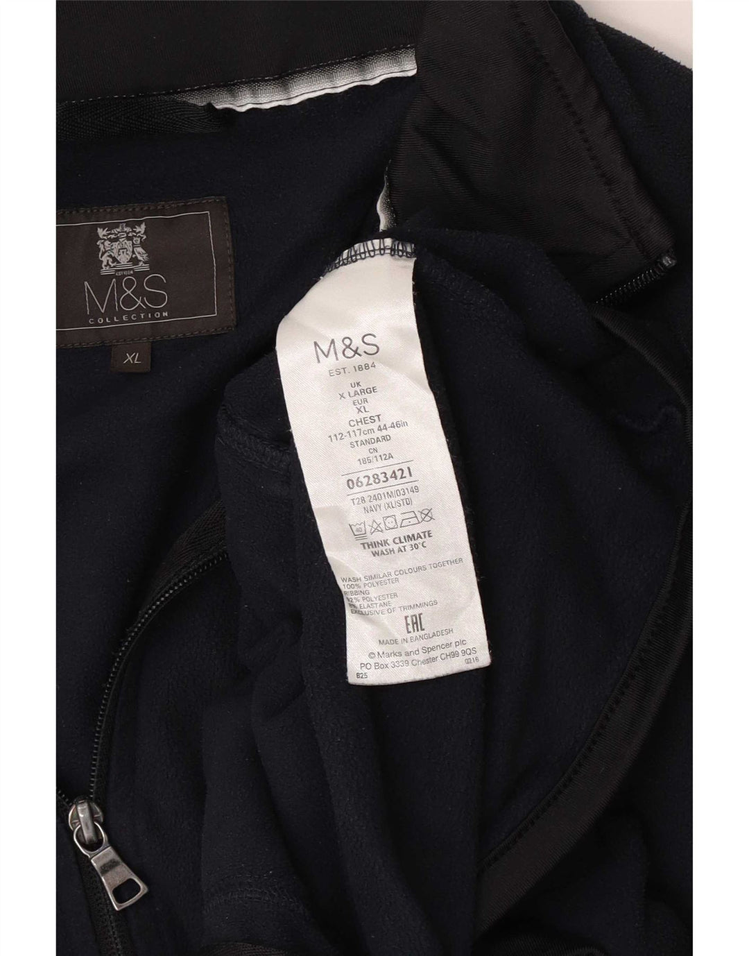 Giacca in pile da uomo Marks & Spencer UK 42 XL poliestere blu navy
