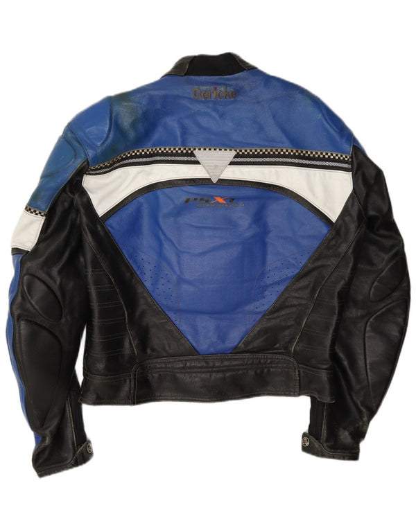 Hein Gericke Giacca in pelle Moto Racer da uomo Taglia 54 XL Blu Colourblock