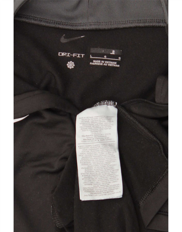 Nike Uomo Dri Fit Zip Collo Pullover Tuta Top Large Nero Poliestere