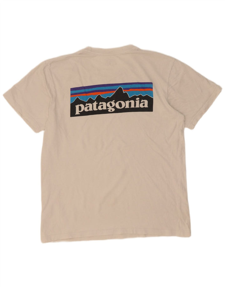Patagonia T-shirt grafica da uomo con vestibilità regolare e top in cotone bianco medio