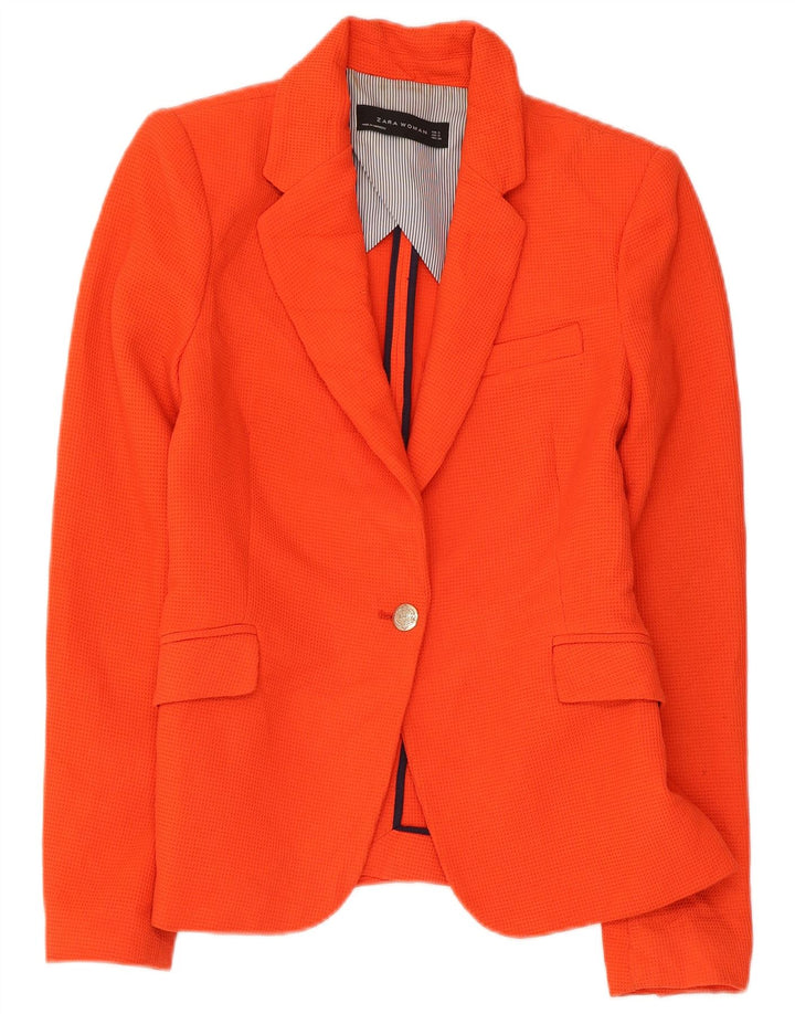 Giacca blazer a 1 bottone da donna Zara UK 10 piccola arancione poliestere
