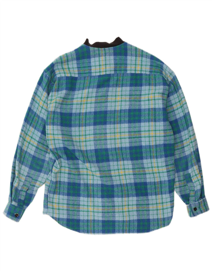 Mac Fashion Camicia da uomo in flanella di lana a quadri blu medio