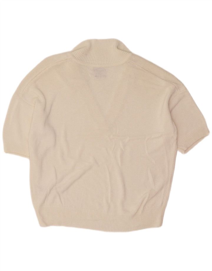 Maglione maglione da donna con collo alto Massimo Dutti UK 16 grande bianco