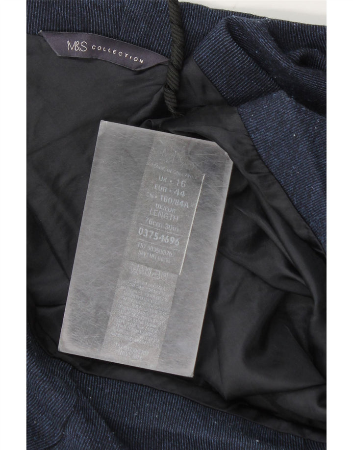 Gonna a trapezio da donna Marks & Spencer UK 16 grande W34 blu navy a quadri