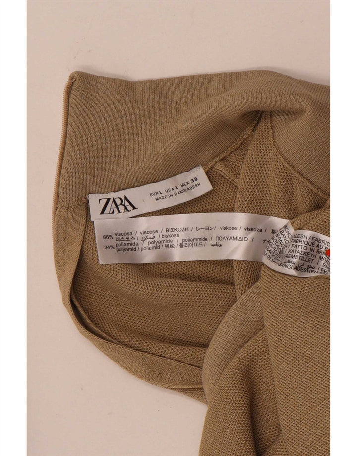 Top Zara da donna a maniche lunghe UK 14 Large in viscosa marrone