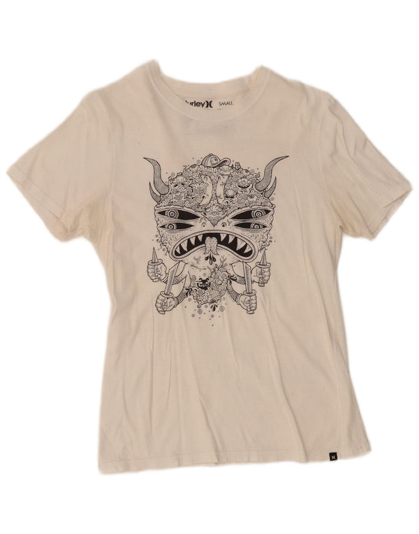 T-shirt grafica da donna Hurley Top UK 10 piccola in cotone bianco