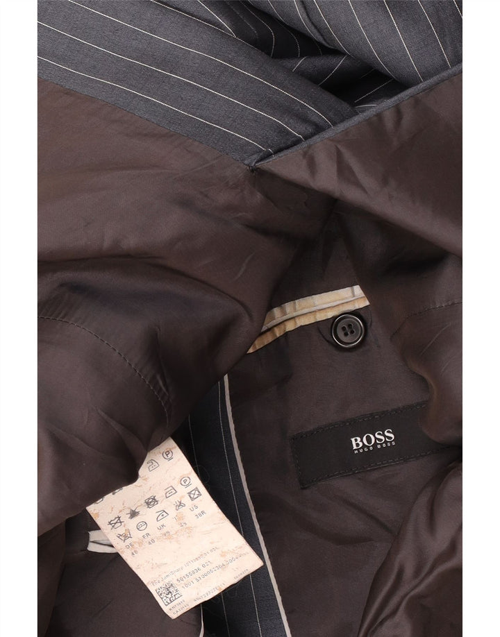 Giacca blazer da uomo a 2 bottoni Hugo Boss EU 48 gessato grigio medio