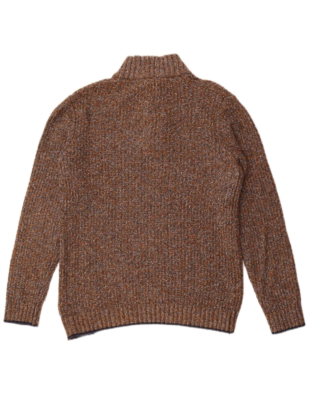 Maglione da uomo con collo abbottonato Fat Face in cotone screziato marrone medio