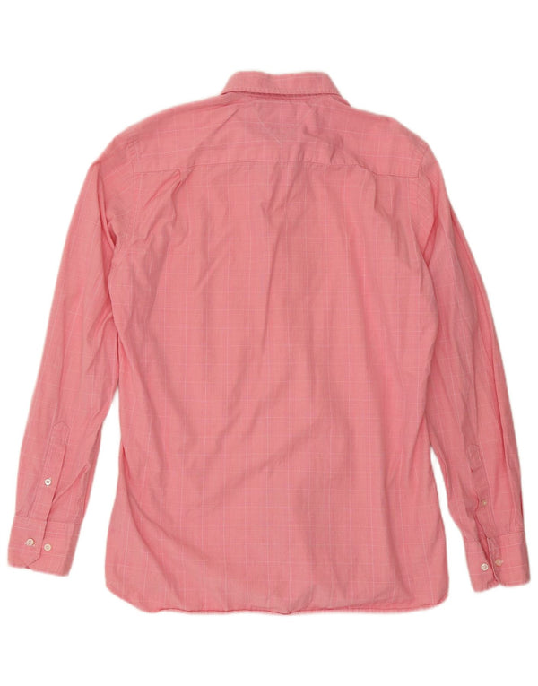 TOMMY HILFIGER Camicia da uomo su misura taglia 15 1/2 16 quadri rosa medio