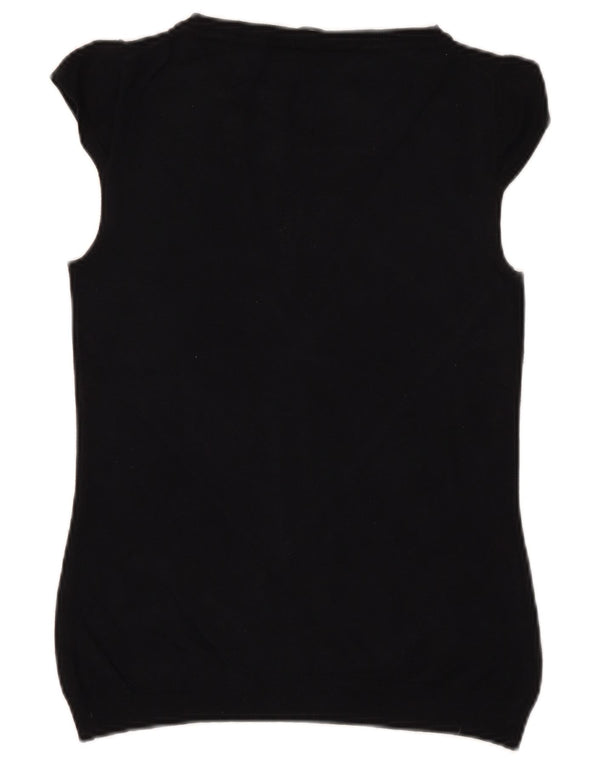 MARELLA Maglione da donna a maniche corte con scollo a barca UK 8 piccolo nero