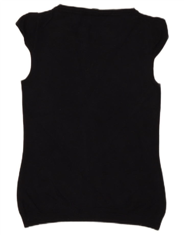 MARELLA Maglione da donna a maniche corte con scollo a barca UK 8 piccolo nero