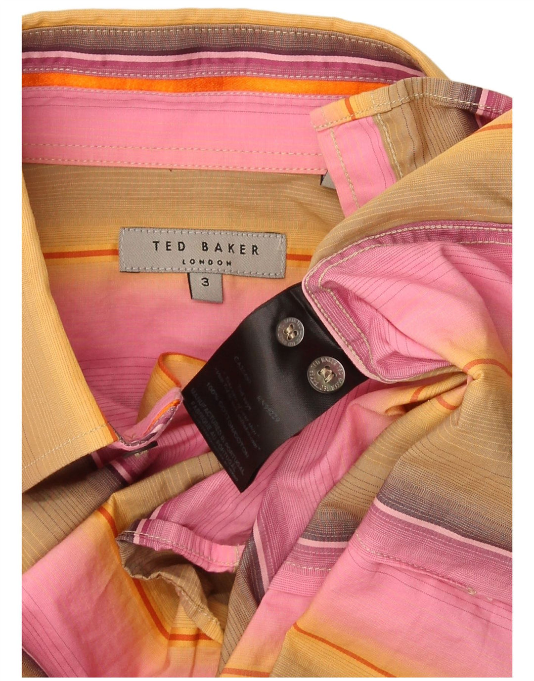 Camicia da uomo Ted Baker taglia 3 cotone a righe multicolore medio