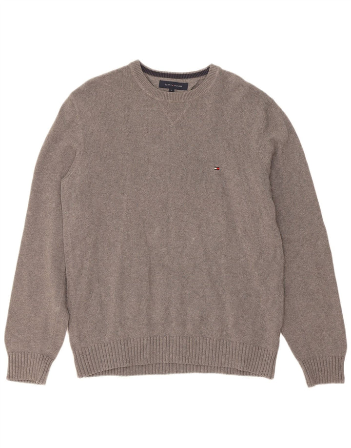 Maglione maglione girocollo da uomo Tommy Hilfiger grande grigio