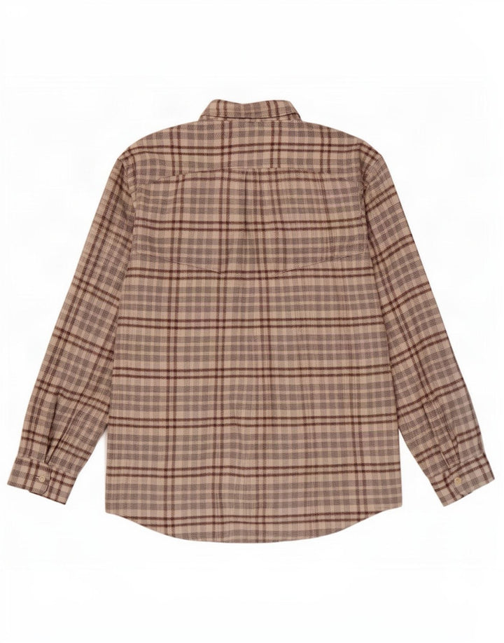 Camicia da uomo in flanella Wampum, cotone a quadri beige grande