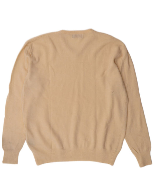 Maglione Kappa da uomo con scollo a V XL in lana d'agnello bianco sporco