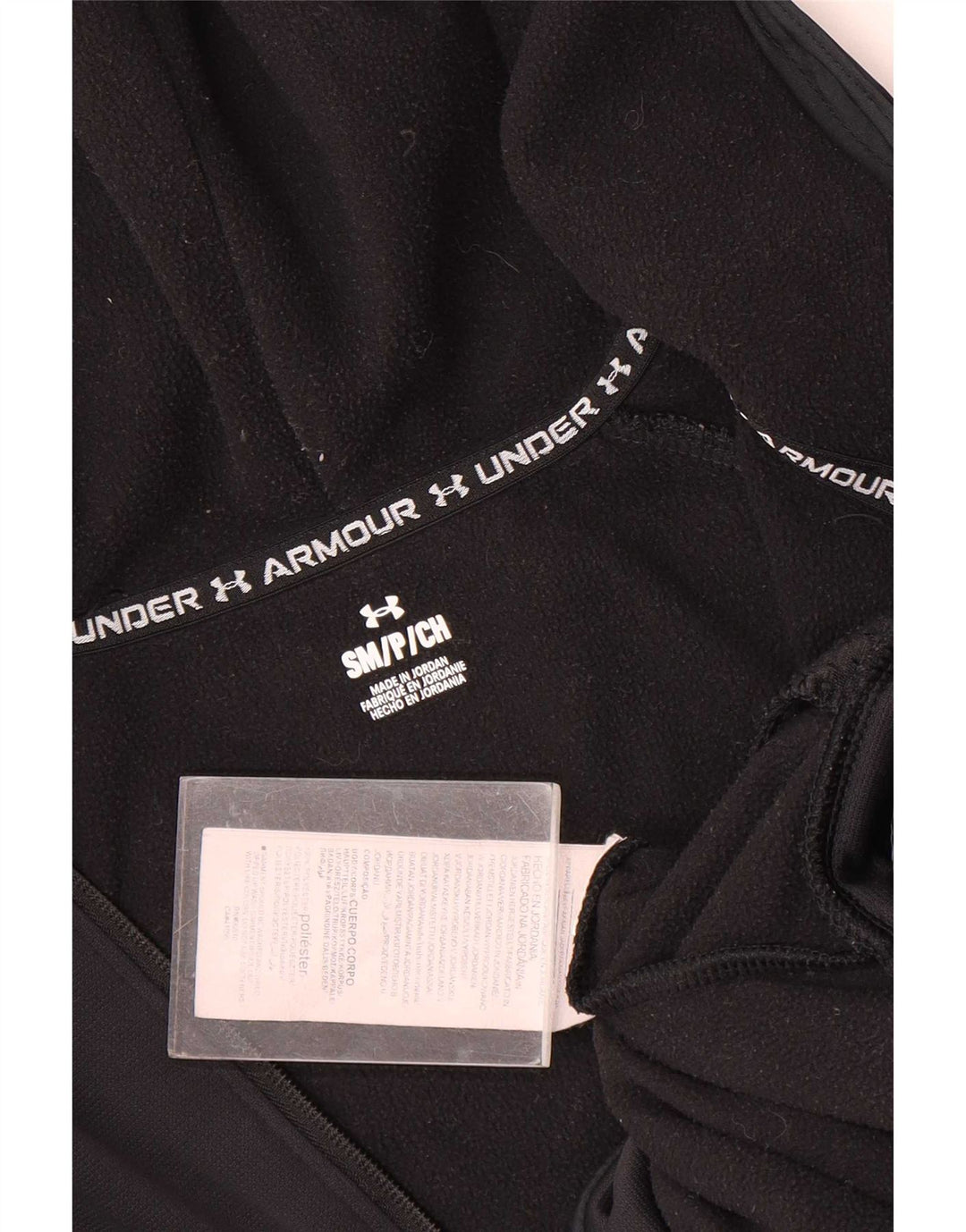 Felpa con cappuccio con zip grafica da uomo Under Armour piccola in poliestere nero