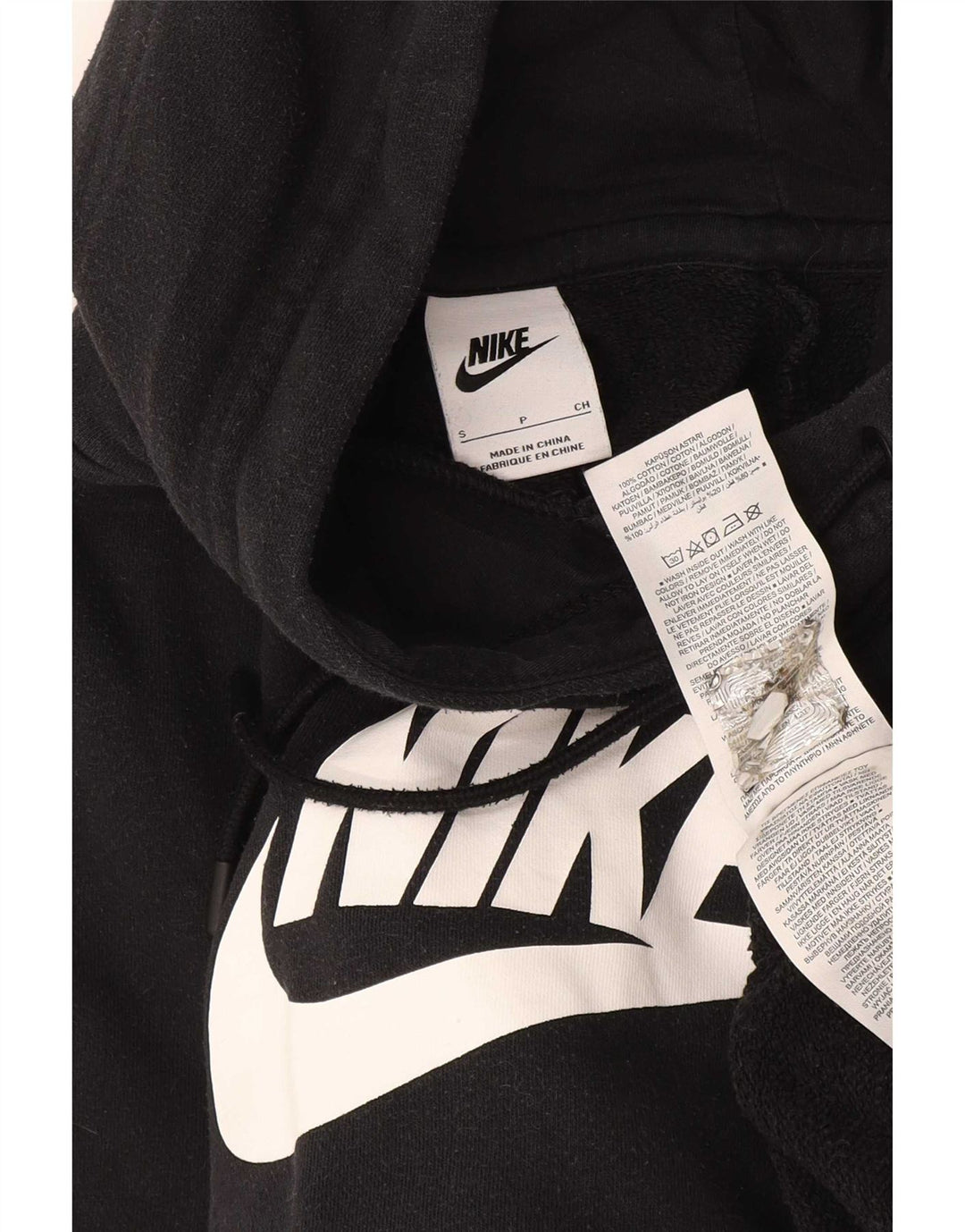 Felpa con cappuccio grafica Nike da uomo piccola in cotone nero