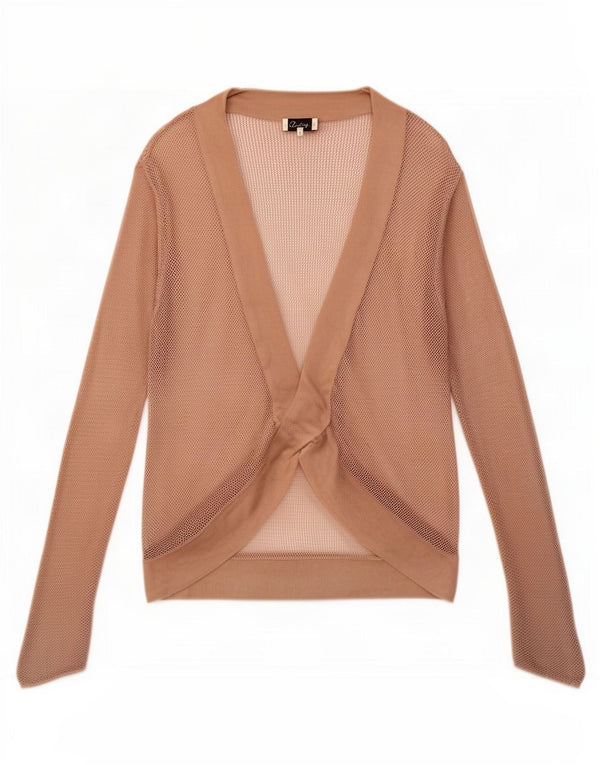 Top cardigan all'uncinetto da donna Reiss trasparente UK 10 piccolo beige