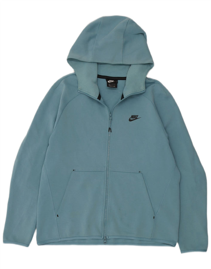 Felpa con cappuccio e zip Nike da uomo, grande, in cotone blu