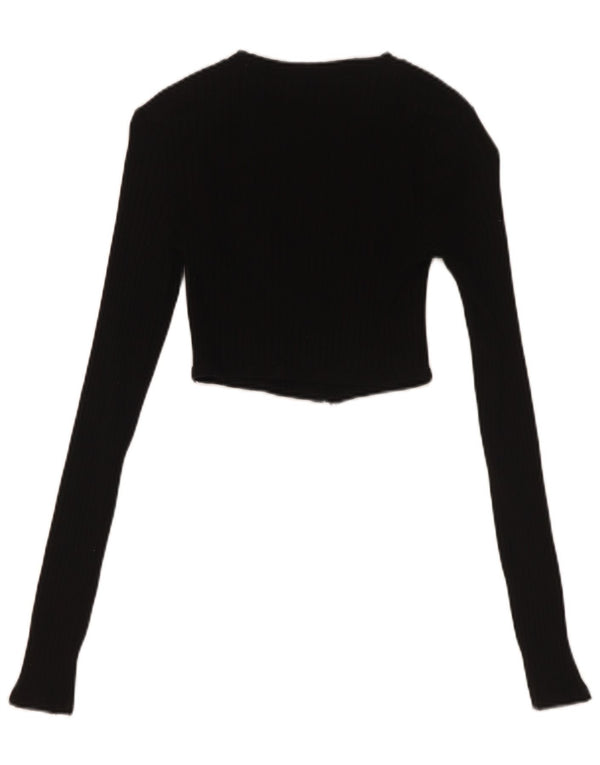 Top corto da donna Zara a maniche lunghe UK 8 piccolo in cotone nero