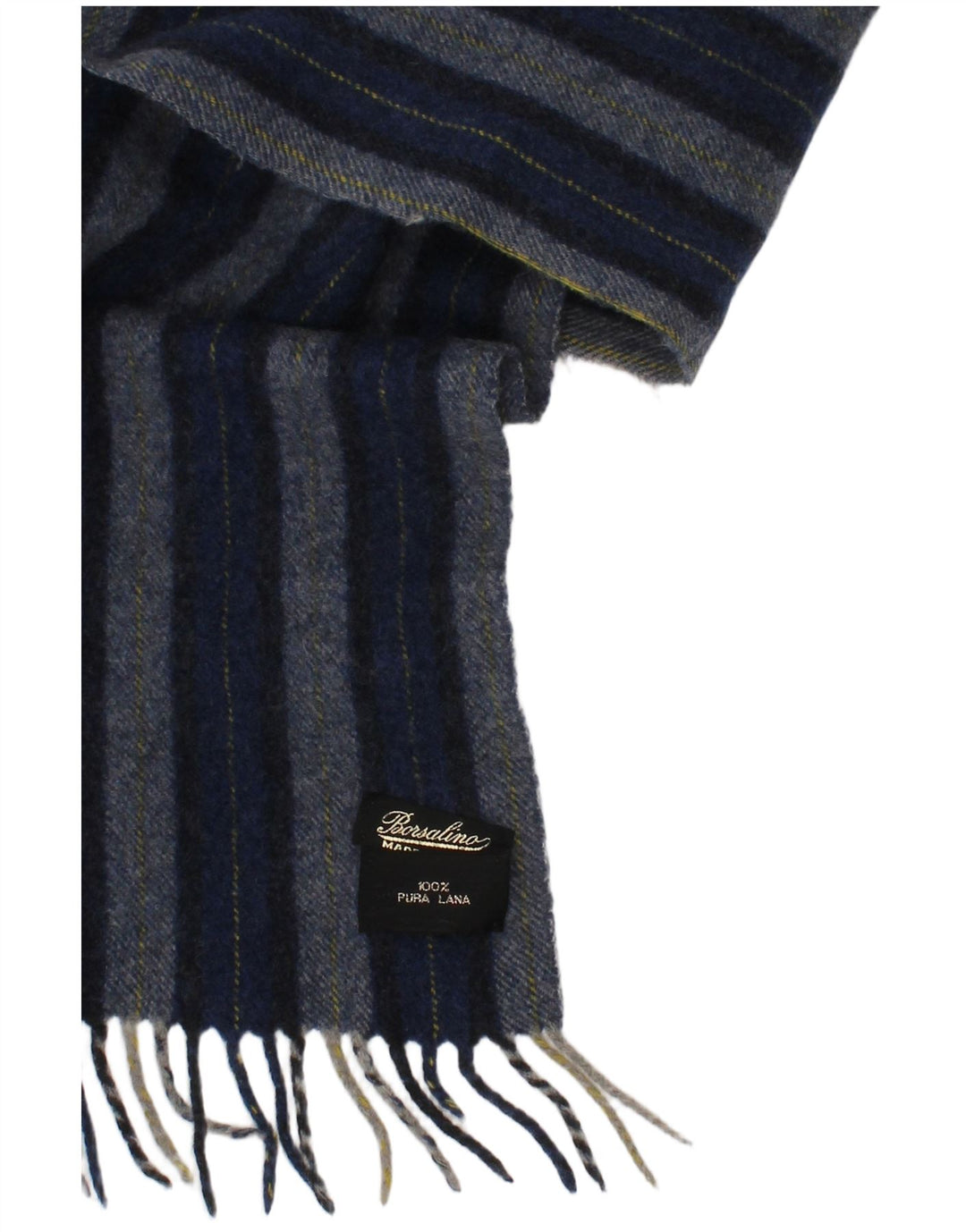 Borsalino Sciarpa rettangolare da uomo taglia unica in lana vergine a righe blu classica