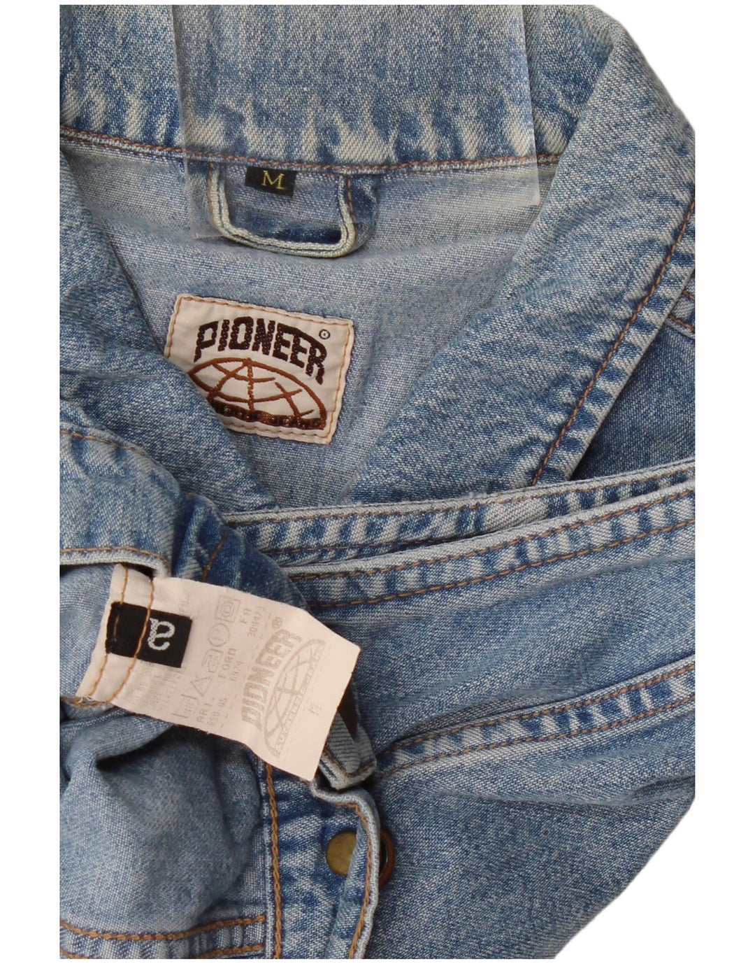 PIONEER Gilet corto in denim da donna UK 14 Cotone blu medio