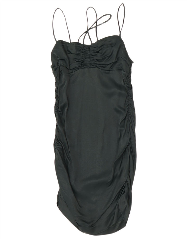 Abito sottoveste da donna Zara UK 12 viscosa verde medio