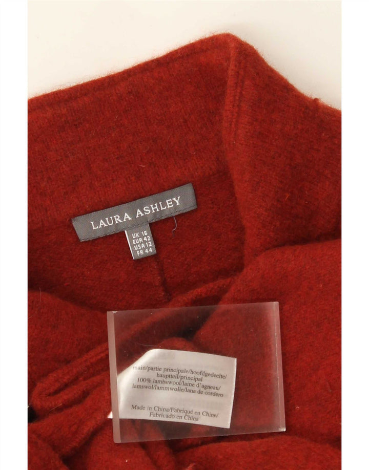 Giacca blazer con zip intera lavorata a maglia da donna Laura Ashley UK 16 Large Red Lambswool