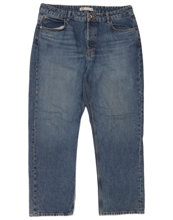Zara Womens Straight Jeans EU 44 XL W34 L28 Blue Cotton
