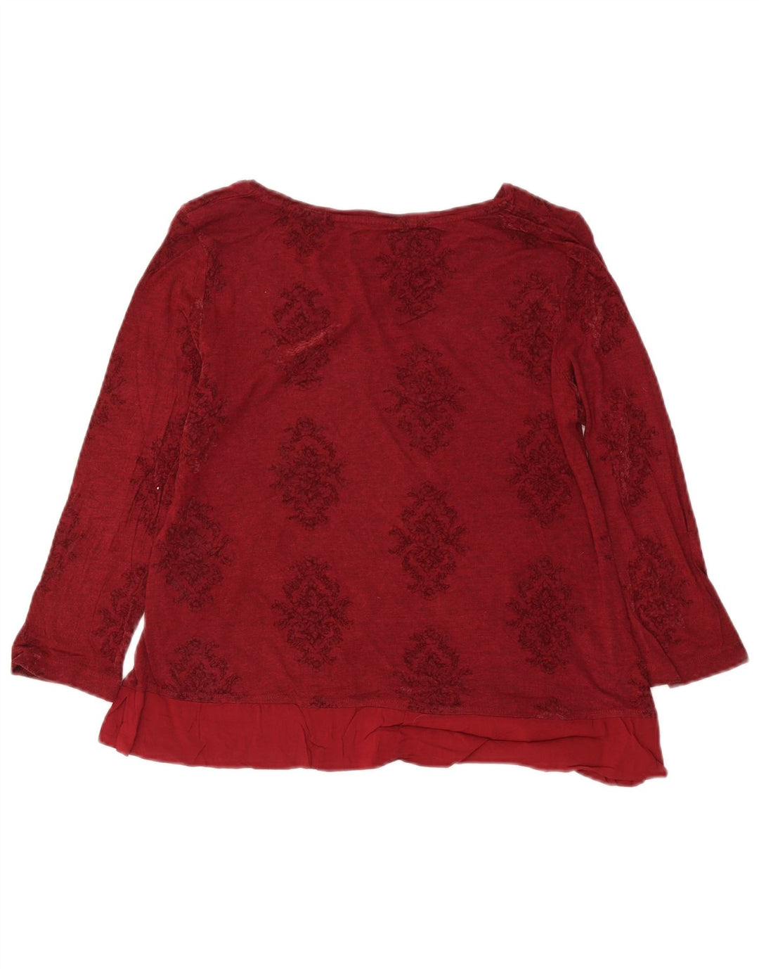 Top corto da donna a maniche lunghe White Stuff UK 14 Grande viscosa floreale bordeaux