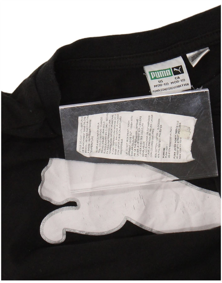 Maglietta grafica PUMA per ragazze 10-11 anni, cotone nero medio