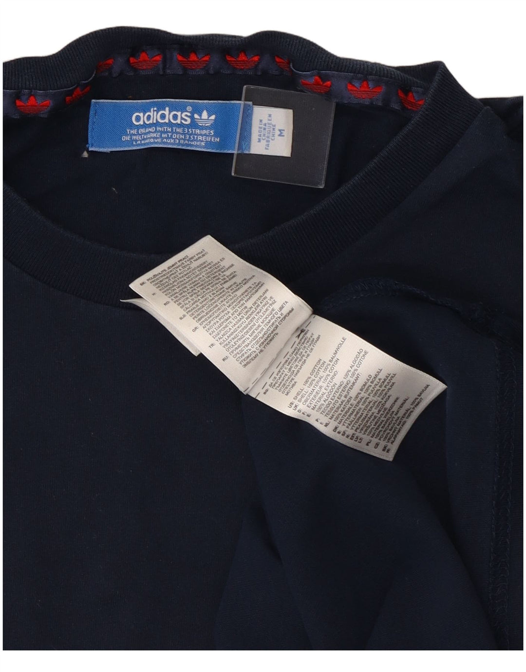 T-shirt da uomo Adidas Top in cotone a righe blu navy medio