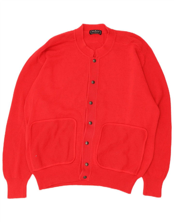 Maglione cardigan da uomo vintage grande cotone rosso
