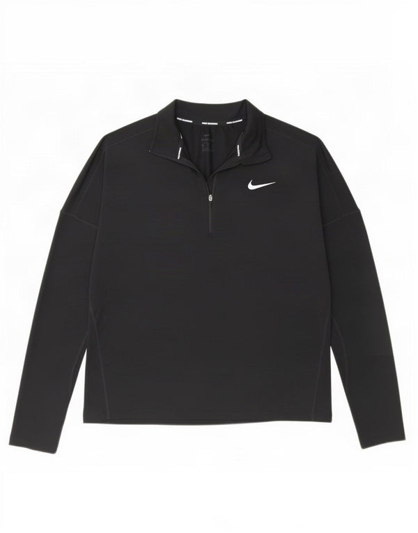 Top della tuta da ginnastica Nike Dri Fit con collo e zip da donna, UK 14, medio, nero