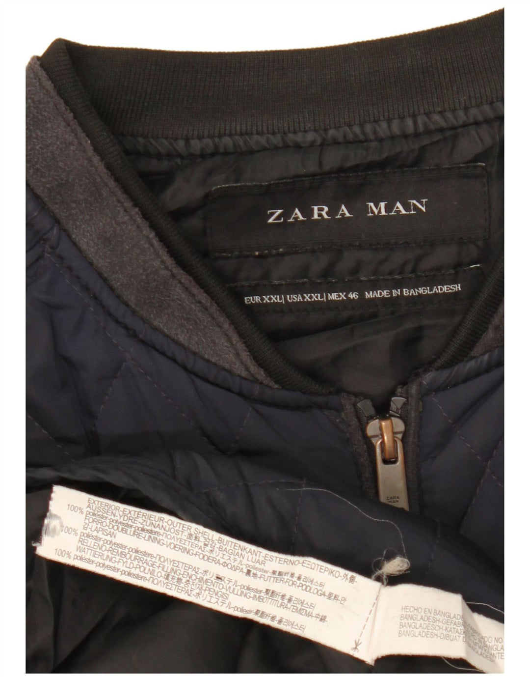 Gilet trapuntato da uomo Zara UK 44 2XL poliestere blu navy