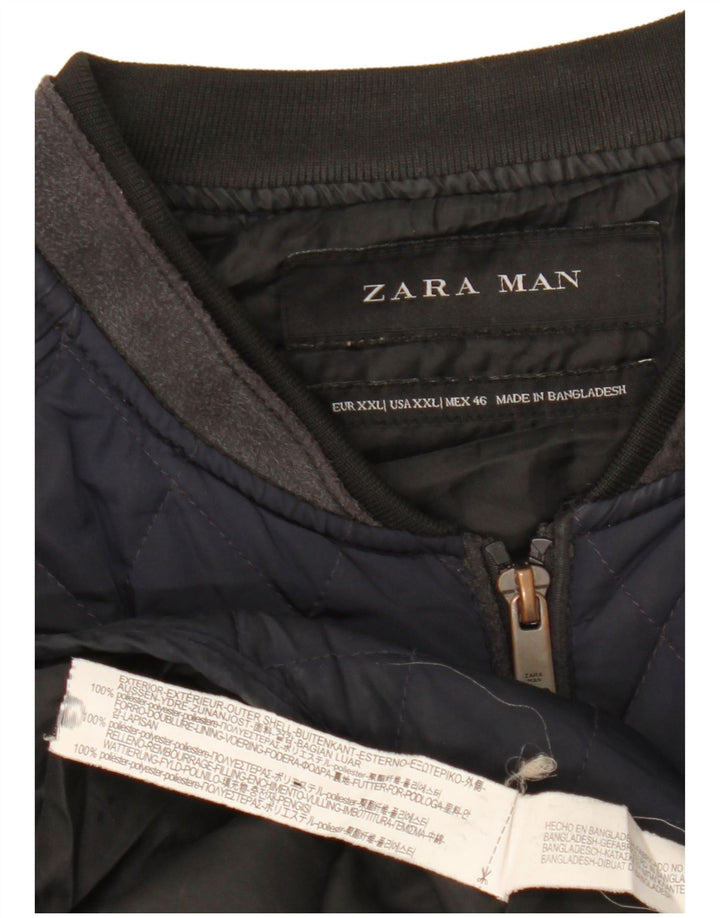 Gilet trapuntato da uomo Zara UK 44 2XL poliestere blu navy
