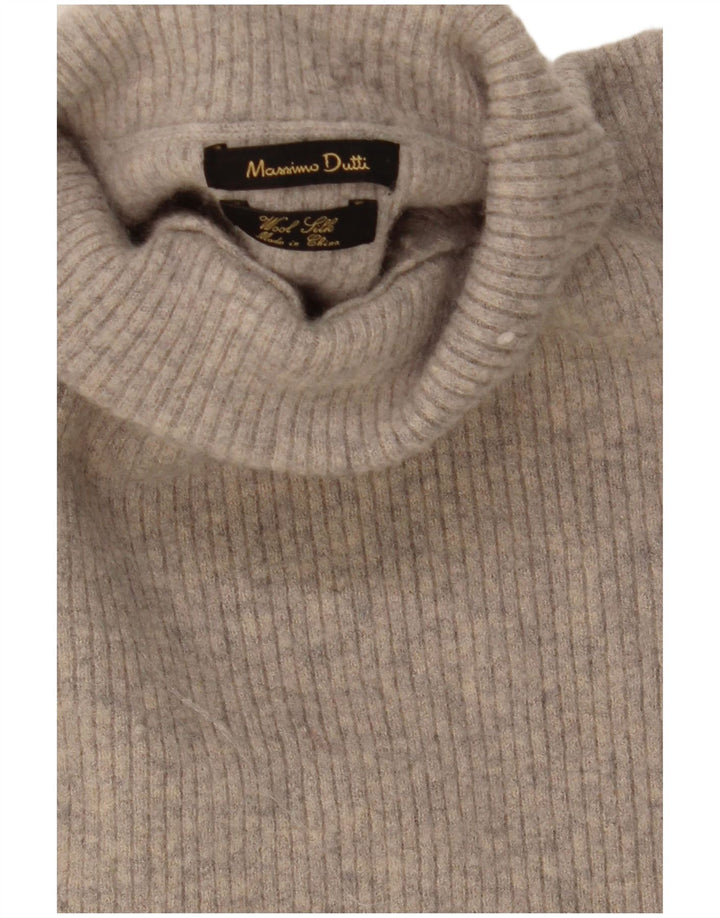 Maglione maglione da donna a collo alto Massimo Dutti UK 12 Lana grigio medio