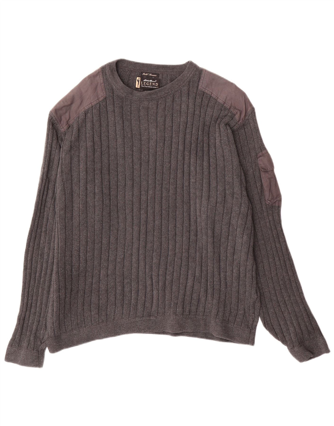 Maglione maglione girocollo da uomo Eddie Bauer grande cotone grigio a blocchi di colore