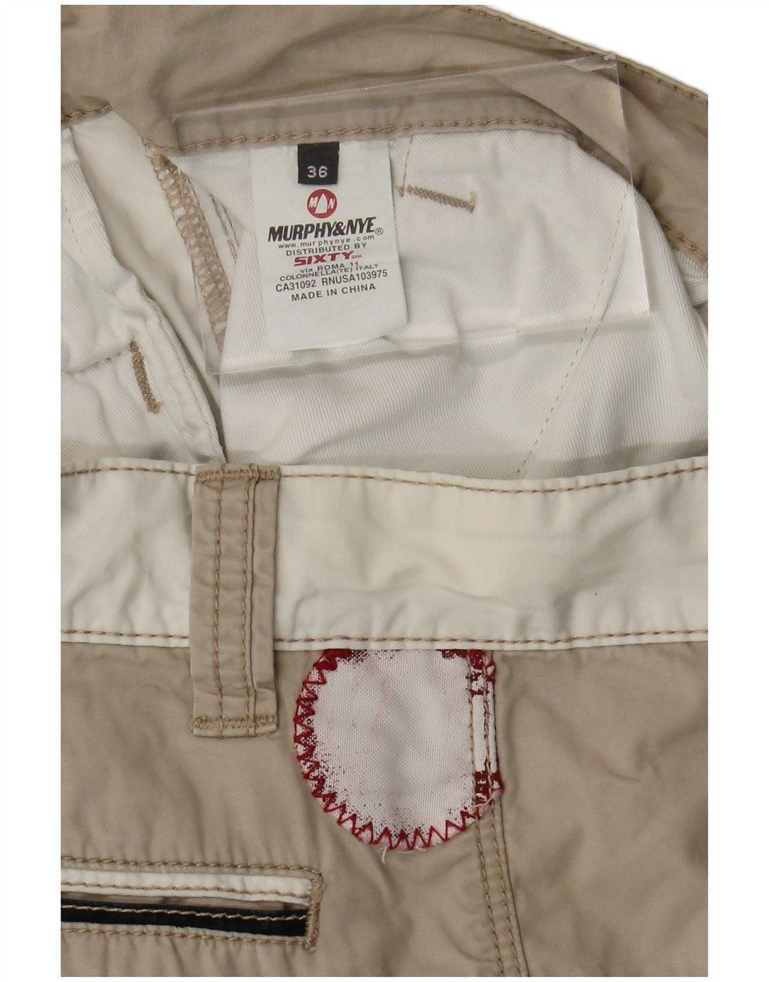 Pantaloncini chino grafici da uomo Murphy & Nye W36 Large Off White Colourblock