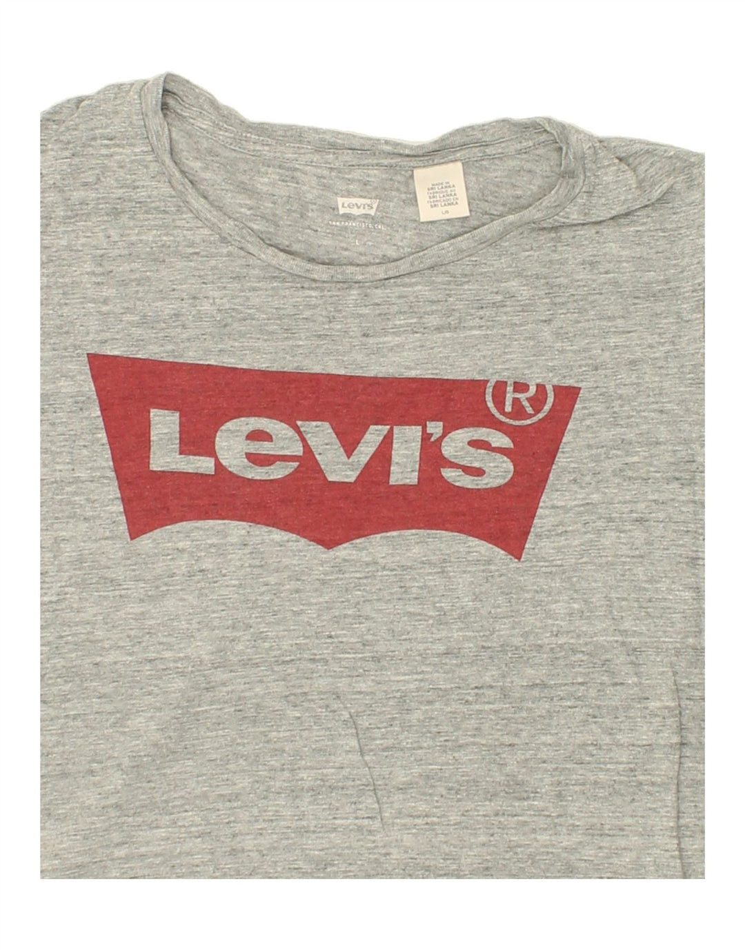 LEVI'S Womens Graphic T-Shirt Top UK 16 Large Grey Cotton Vintage Levi's and Second-Hand Levi's from Messina Hembry 