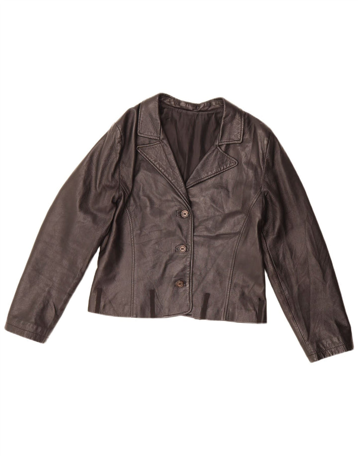Giacca blazer in pelle da donna a 3 bottoni Conbipel UK 14 media nera