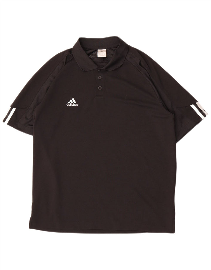 ADIDAS Mens Polo Shirt Medium Black Polyester