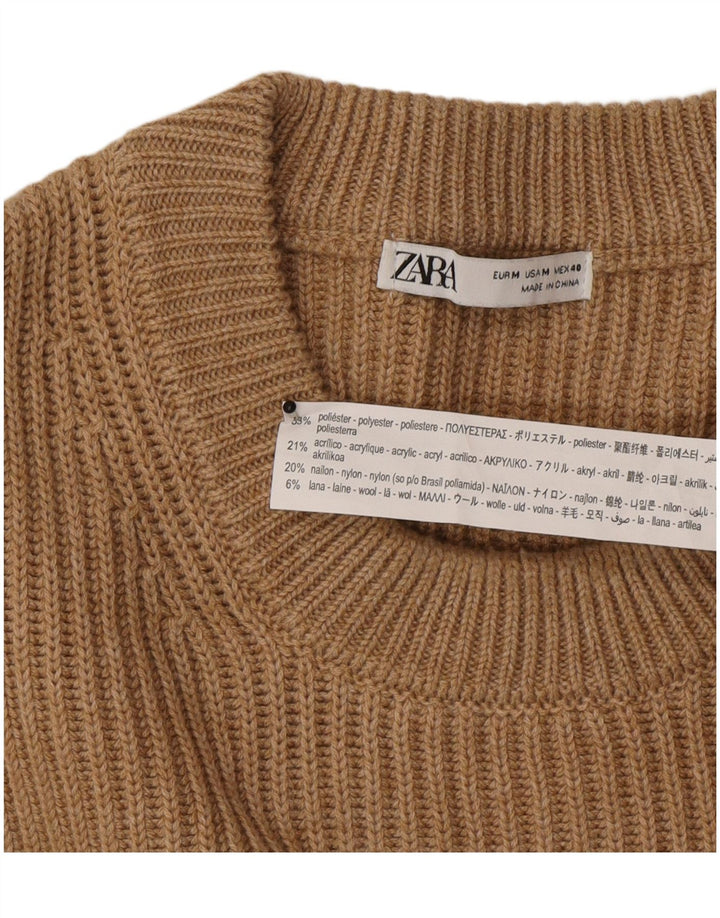 Maglione maglione girocollo da uomo Zara in poliestere beige medio