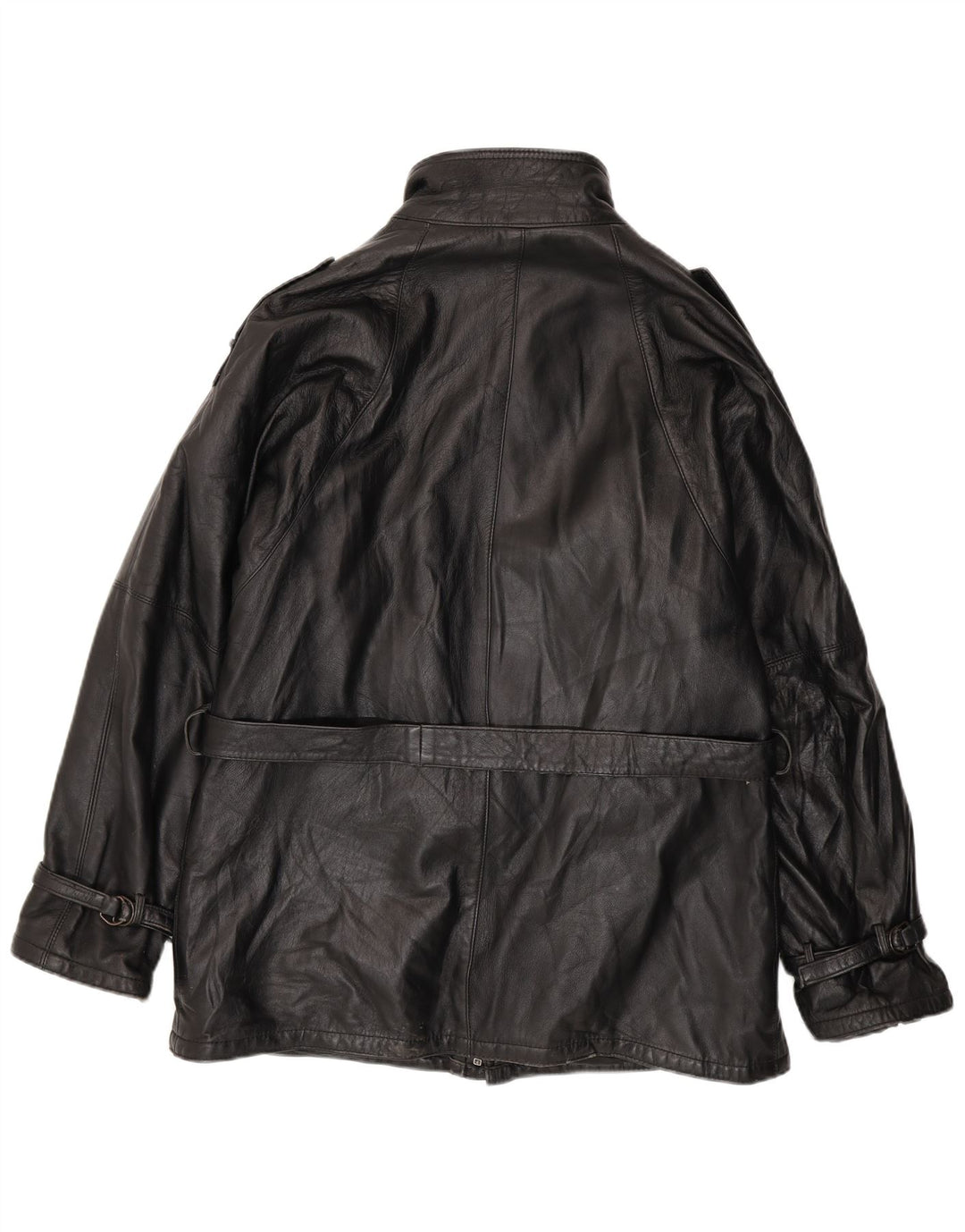 Giacca in pelle militare da uomo VINTAGE UK 38 Pelle nera media